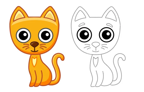 Coloring Farm Animal Children Coloring Book Funny Cat Cartoon Style —  Vetores de Stock