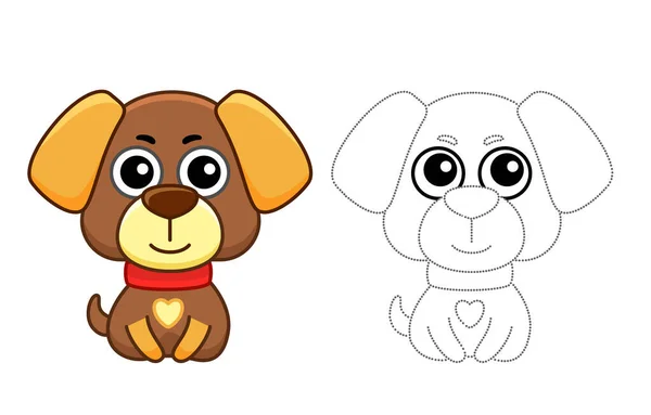 Coloriage Animal Pour Enfants Livre Coloriage Chien Drôle Dans Style — Image vectorielle