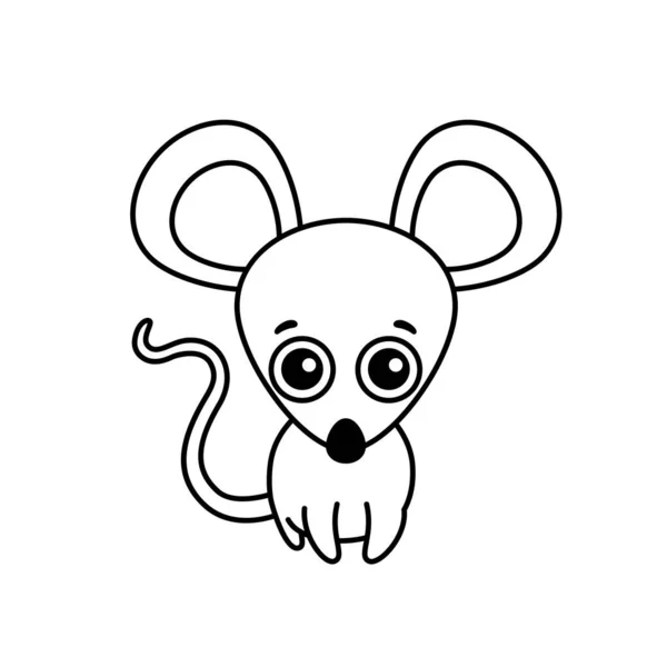 Funny Pet Animal Coloring Mouse Cartoon Style — Stock Vector