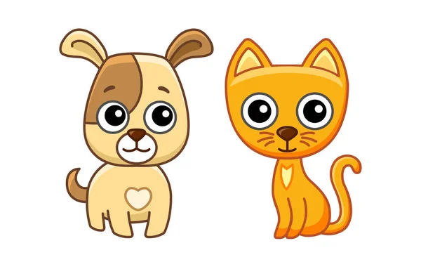 Animal Children Coloring Book Cute Dog Cat Cartoon Style —  Vetores de Stock