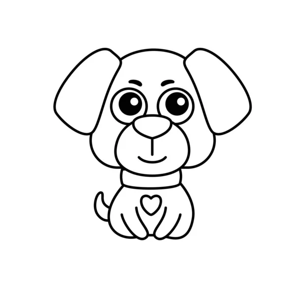 Funny Pet Animal Coloring Dog Cartoon Style —  Vetores de Stock