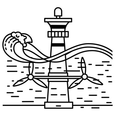 Gelgit enerji santrali. Çevre Yeşil Enerji konsepti. Vektör satırı illüstrasyonu