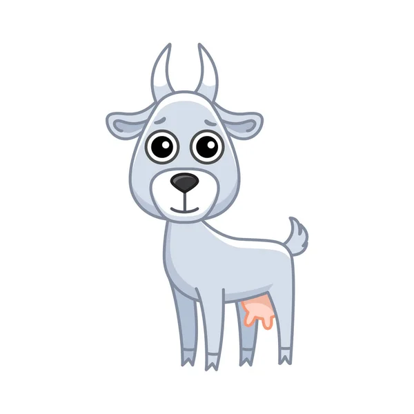 Vector Farm Animal Funny Little Goat Cartoon Style — Διανυσματικό Αρχείο