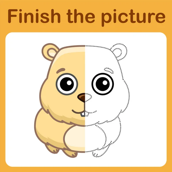 Connect Dot Complete Picture Guinea Pig Hamster Simple Coloring Children — 스톡 벡터