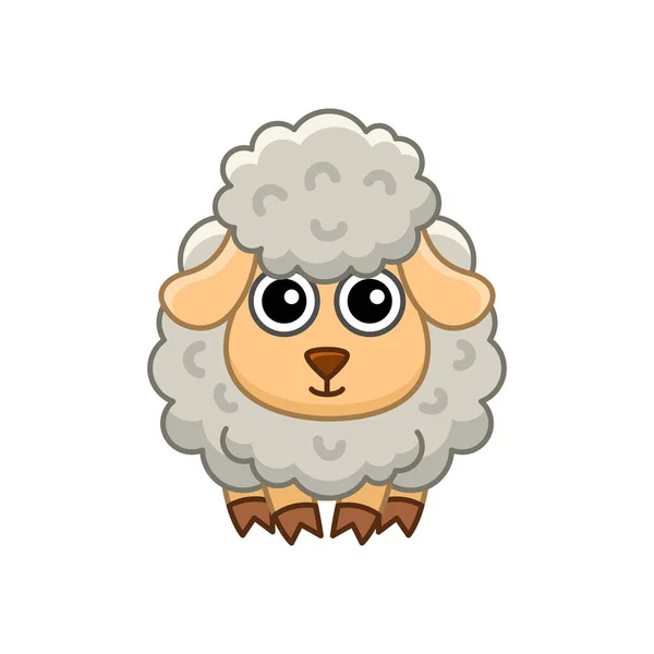 Vector Farm Animal Funny Little Sheep Cartoon Style — Image vectorielle