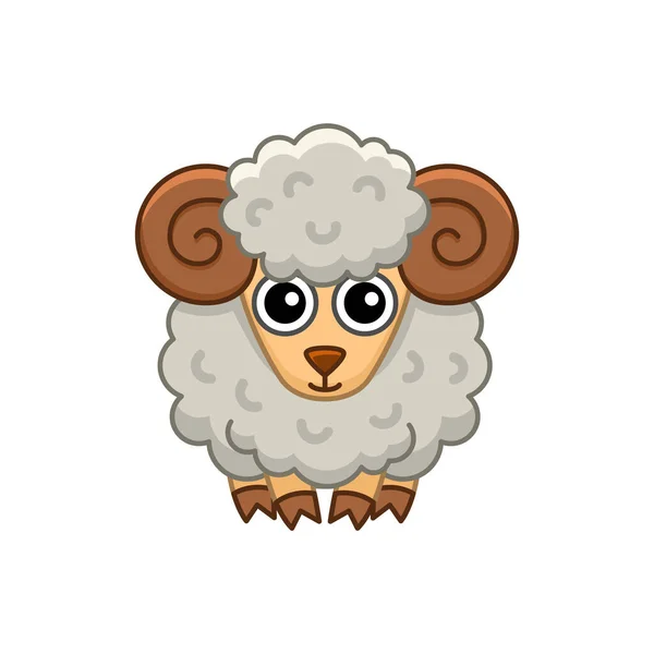 Vector Farm Animal Funny Little Sheep Cartoon Style — Vetor de Stock