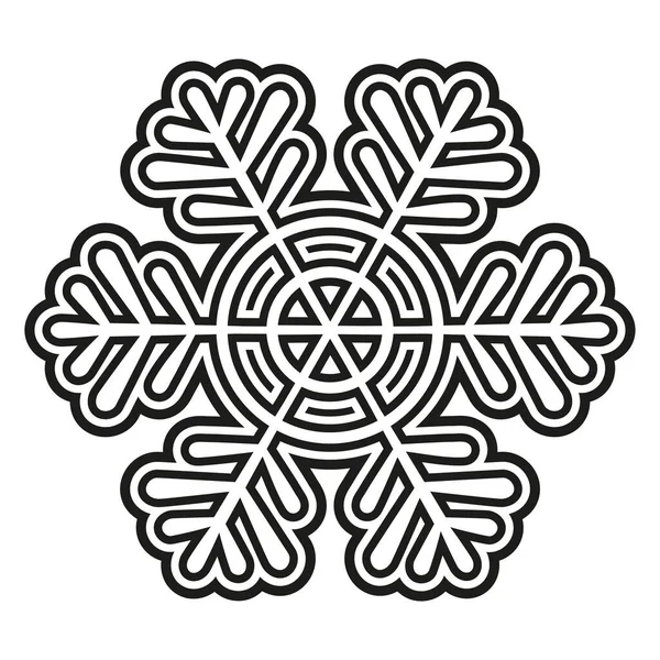 Black White Vector Illustration Decorative Openwork Snowflake —  Vetores de Stock