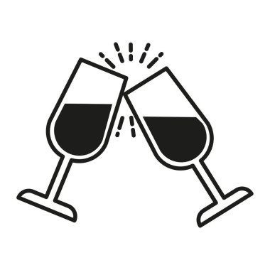 Şampanya ikonu tasarımı. Siyah beyaz içecek logosu