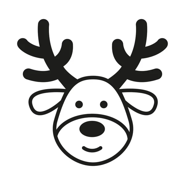 Vector Diseño Del Logotipo Navidad Icono Reno Blanco Negro — Vector de stock