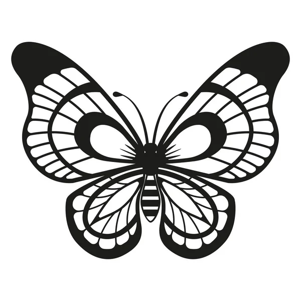 Silhouette Noire Papillon Élégant Isolé Sur Fond Blanc — Image vectorielle