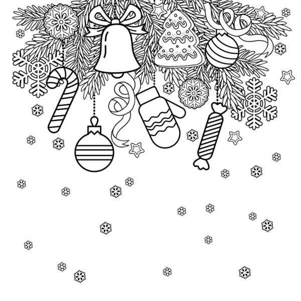 Vettoriale Bianco Nero Colorare Natale Libro Colorare Adulti Dolci Regali — Vettoriale Stock