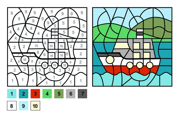 Colorir por números. jogo de puzzle para a educação infantil. números e  cores para desenhar e aprender matemática. frutas de vetor