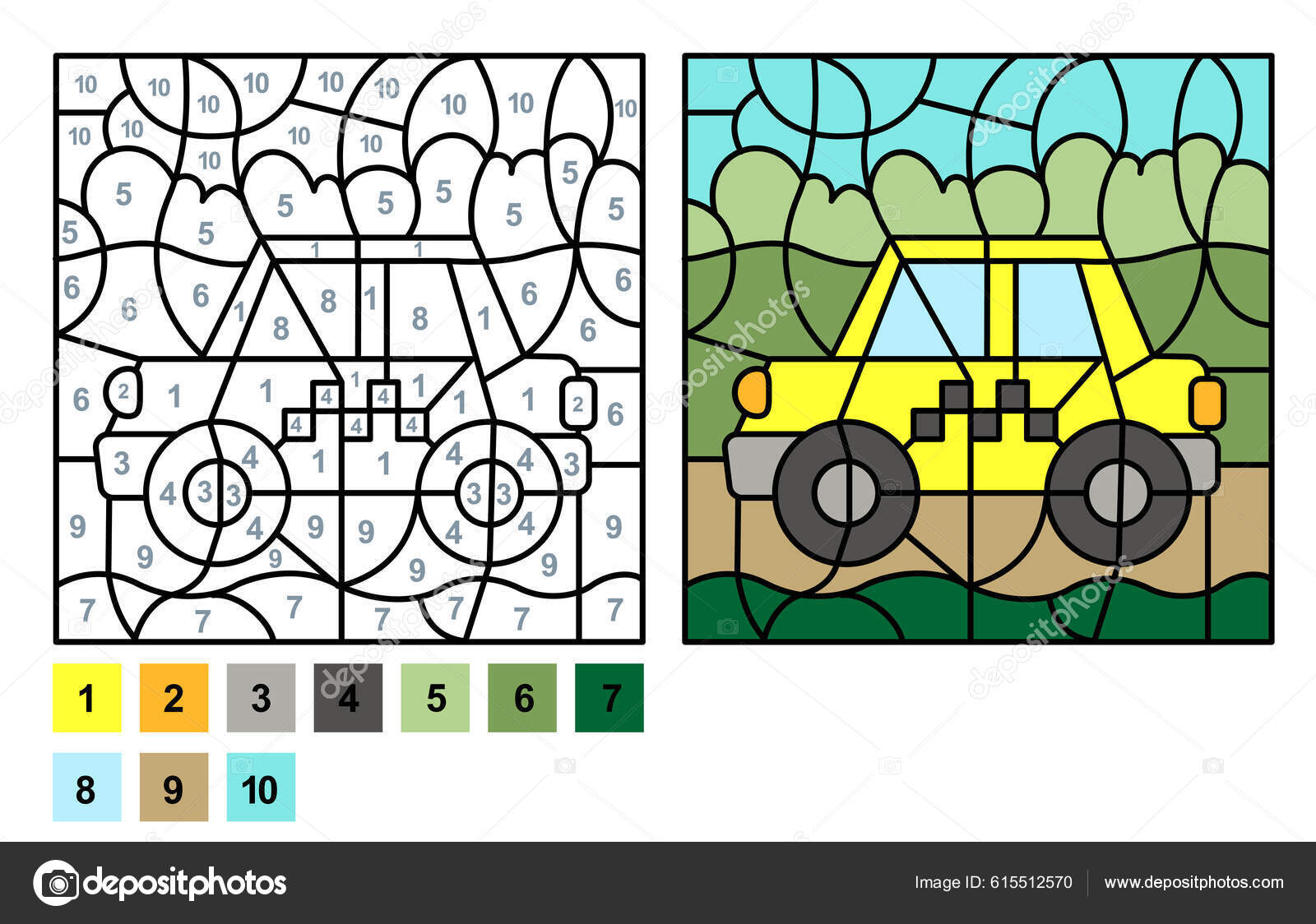 Colorir por números. jogo de puzzle para a educação infantil