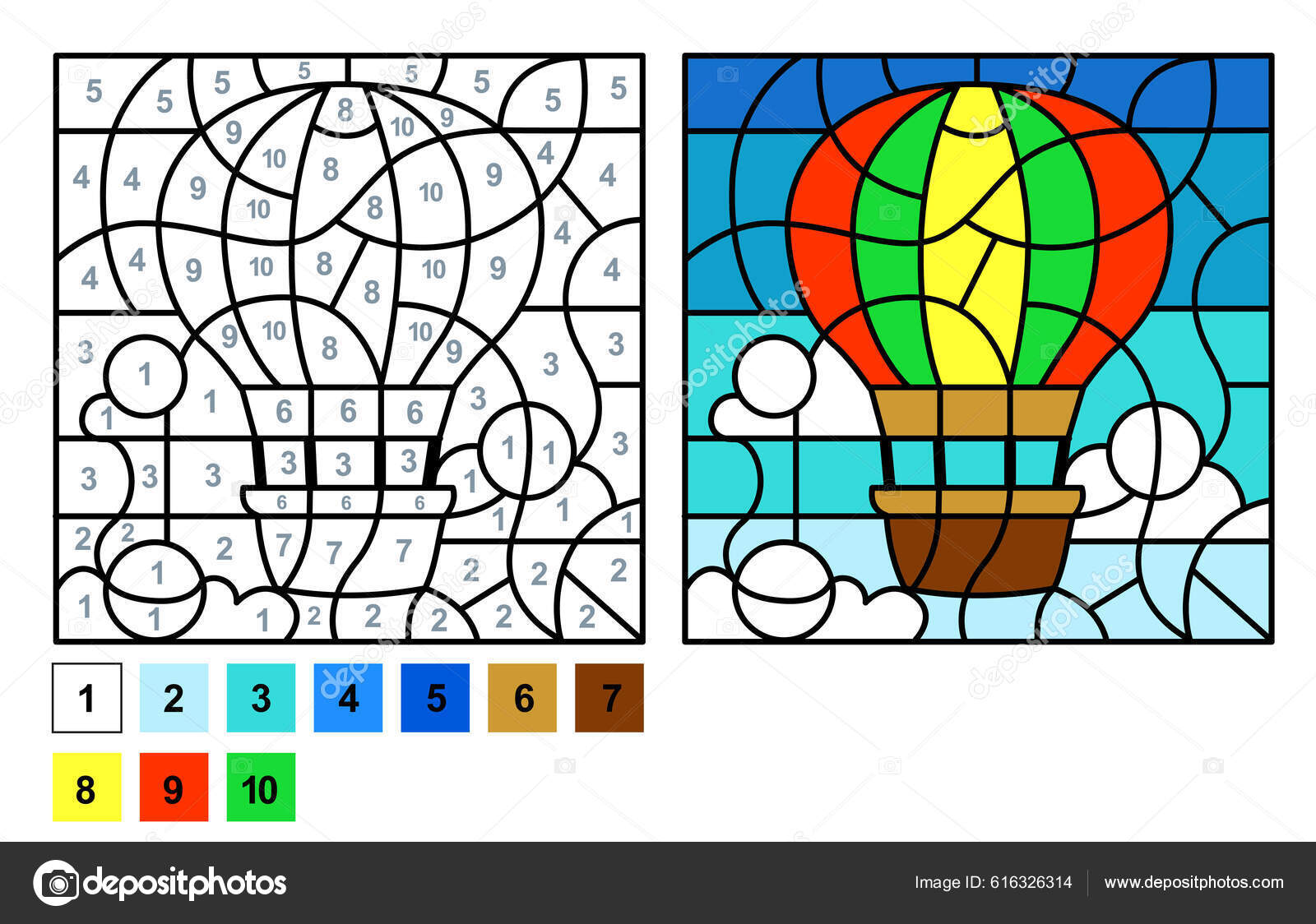 Colorir por números. jogo de puzzle para a educação infantil