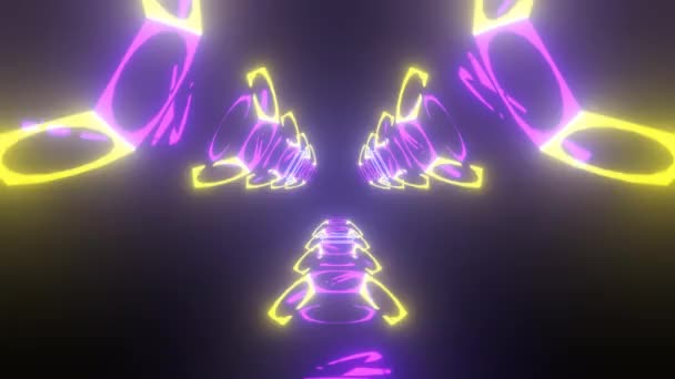 Vliegen in digitale technologische stroboscoop Neon tunnel. Futuristische gloed sci-fi VJ Loop. 3d renderen. — Stockvideo