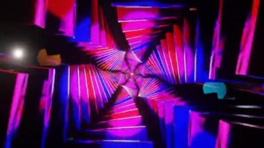 Kare şeklinde dönen mavi, mor, pürüzsüz bir döngü. 3d hazırlayıcı.