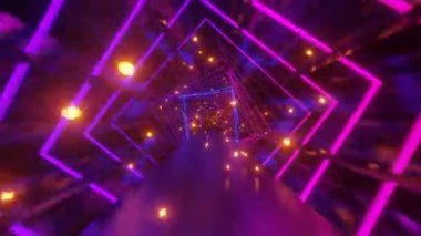 Kare şeklinde mor VJ dikdörtgen döngü tüneli. 3d hazırlayıcı.