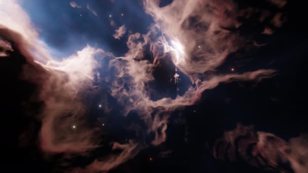 Voyager dans l'espace profond Nébuleuse, beauté de l'univers, nuage d'étoiles. 3d rendu. — Video