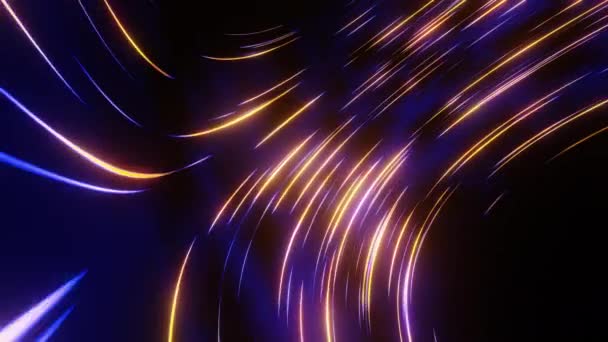 Sci-fi abstrakcyjny temat z błyszczące różowe, niebieskie, żywe linie świecące. Przepływ danych cyfrowych. 3D renderowanie płynna pętla. — Wideo stockowe