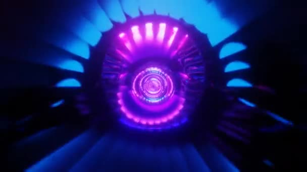 Абстрактный сине-фиолетовый психоделический гипнотический фон VJ loop. 3D графика для перехода на музыкальную сцену, шоу, ретро, хайтек. — стоковое видео