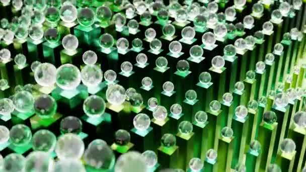 Abstract waving green metal glass geometric VJ loop. — 图库视频影像