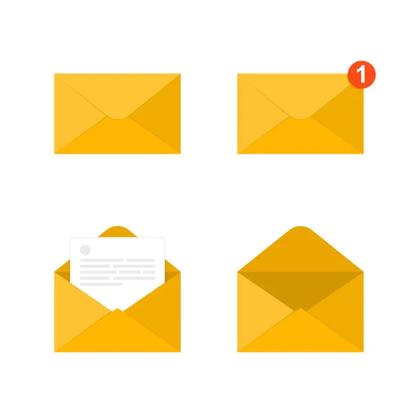 Email Plat Des Icônes Fermées Ouvertes — Image vectorielle