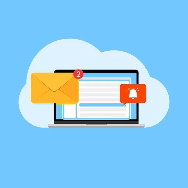 Notificação Mensagem Mail Laptop —  Vetores de Stock