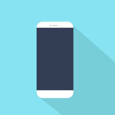 Uzun gölgeli tasarım Boş ekran, vektör tasarımı Element illüstrasyonlu akıllı telefon
