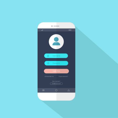 Akıllı telefon ekranındaki uygulamaya ui girişi olan düz biçim, vektör tasarımı Element illüstrasyonu