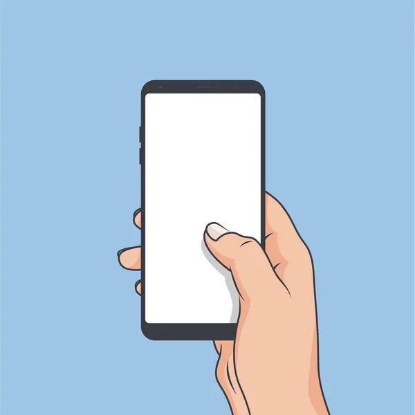 Flash Design Stil Hand Hålla Smartphone Med Blank Skärmen Vektor — Stock vektor