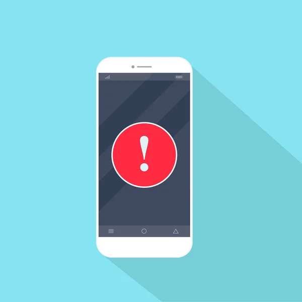 Flast Style Warning Sign Alert Smart Phone Screen Vector Design — стоковый вектор