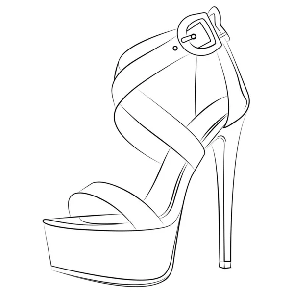 High Heels Outline Stype Vektor Design Element Illustration — Stockvektor