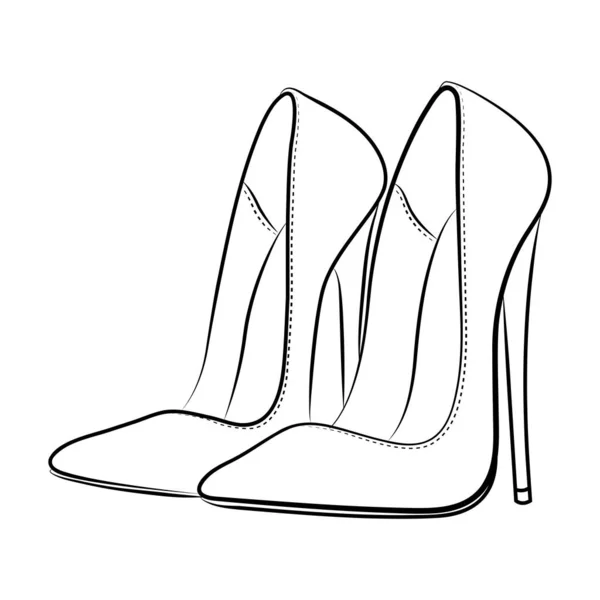 High Heels Outline Stype Vektor Design Element Illustration — Stockvektor