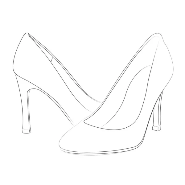 Tacones Altos Esquema Estilo Vector Elemento Diseño Ilustración — Vector de stock