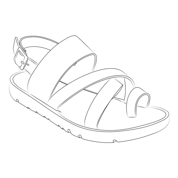 Zapatos Esquema Estilo Vector Elemento Diseño Ilustración — Vector de stock
