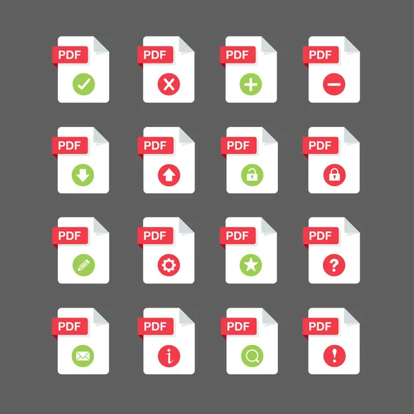 Flat Design Pdf Files Icon Set Document Icon Symbol Set — Image vectorielle
