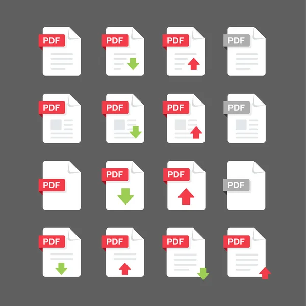 Flaches Design Mit Pdf Dateien Icon Set Dokument Icon Symbol — Stockvektor