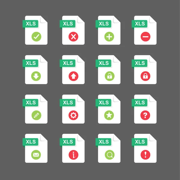 Flat Design Xls Files Icon Set Symbol Set Vector Design — Stok Vektör