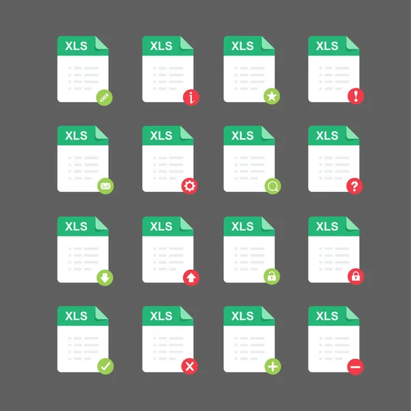 Flat Design Xls Files Icon Set Symbol Set Vector Design — стоковый вектор