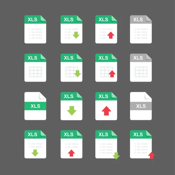 Flat Design Xls Files Icon Set Symbol Set Vector Design — Stok Vektör