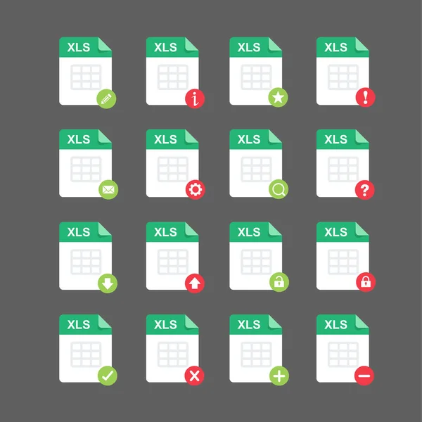 Flat Design Xls Files Icon Set Symbol Set Vector Design —  Vetores de Stock