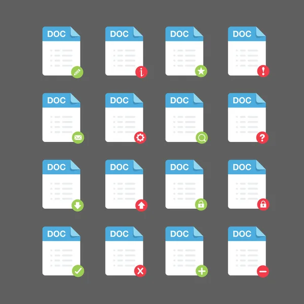 Flat Design Doc Files Icon Set Symbol Set Vector Design — Stockvektor