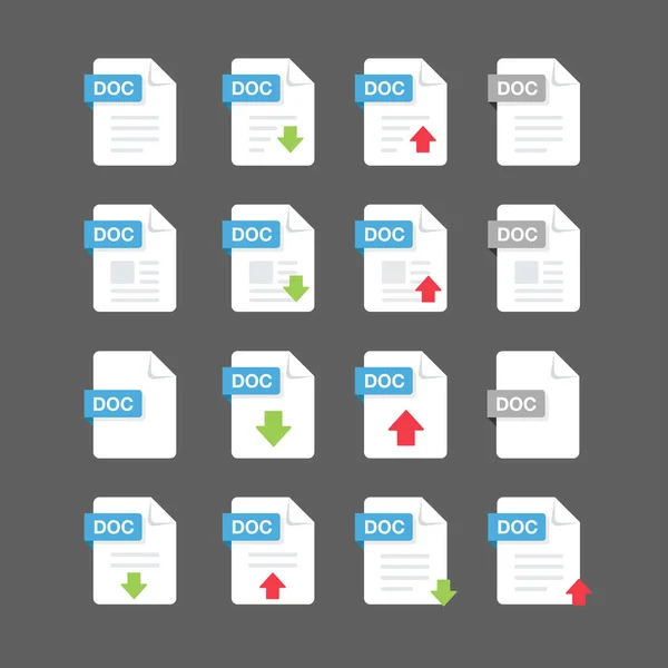 Flat Design Doc Files Icon Set Symbol Set Vector Design —  Vetores de Stock