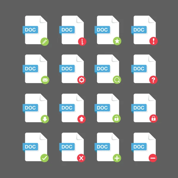 Flat Design Doc Files Icon Set Symbol Set Vector Design —  Vetores de Stock