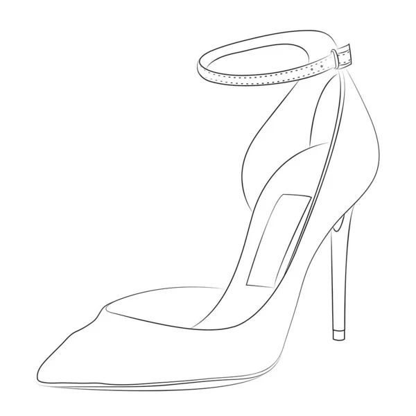 High Heels Shoes Outline Stype Vector Design Element Illustration — стоковый вектор