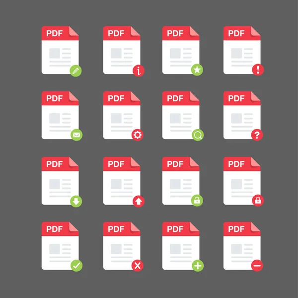 Diseño Plano Con Conjunto Iconos Archivos Pdf Conjunto Símbolos Ilustración — Vector de stock