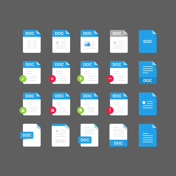 Flat Design Doc Files Icon Set Symbol Set Vector Design — Stok Vektör