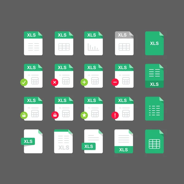 Flat Design Xls Files Icon Set Symbol Set Vector Design — Stockvektor