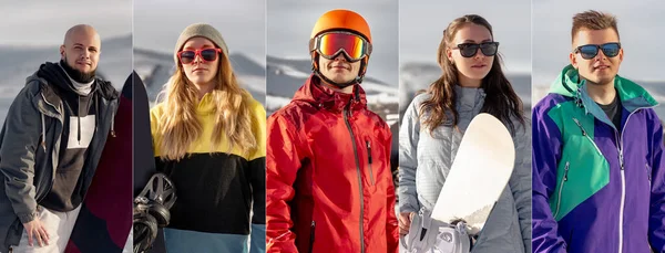 Collage de sports d'hiver avec visages sportifs — Photo