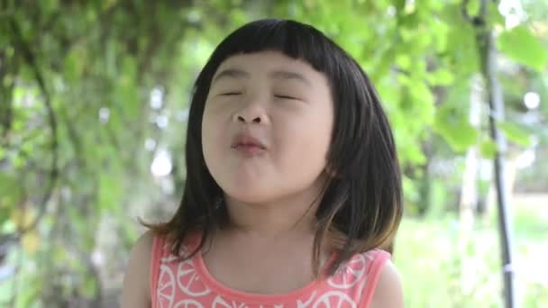Girl Breathing Fresh Filling Her Lungs Garden Prevent Spread Coronavirus — Stock Video